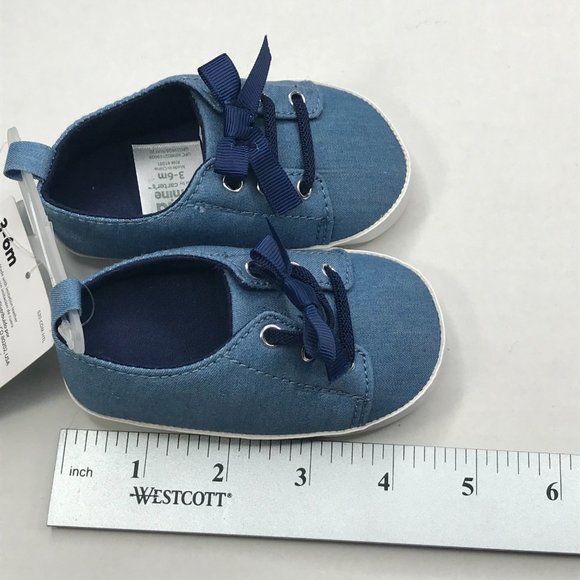 Child of Mine by Carter's Baby Girls Chambray Sneaker 3-6 Month Blue Bow New - Picture 8 of 8